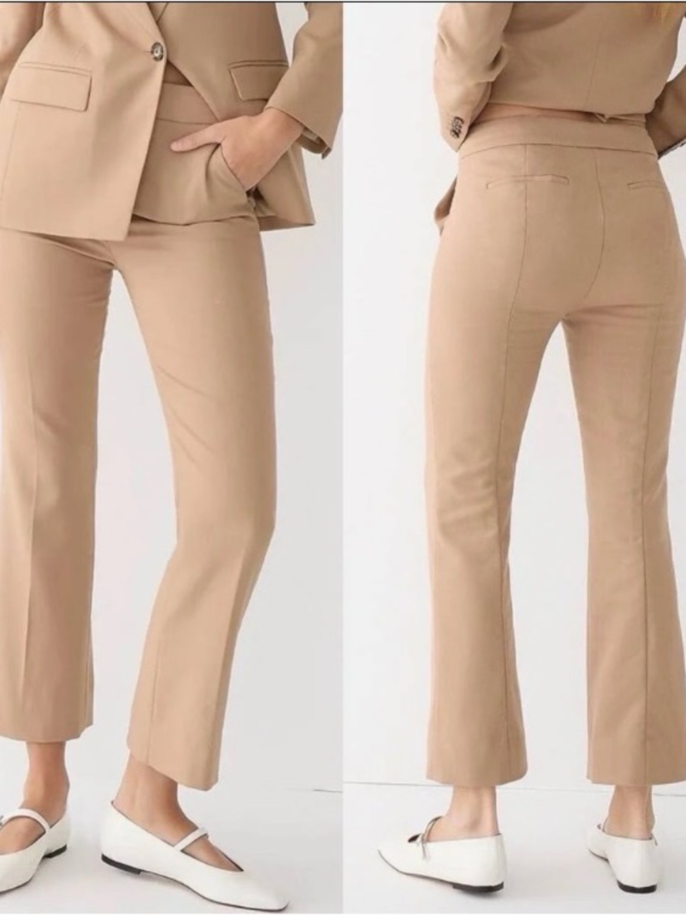 J. Crew Tan Nova Fides Crop Flare Wool Trousers Size 6